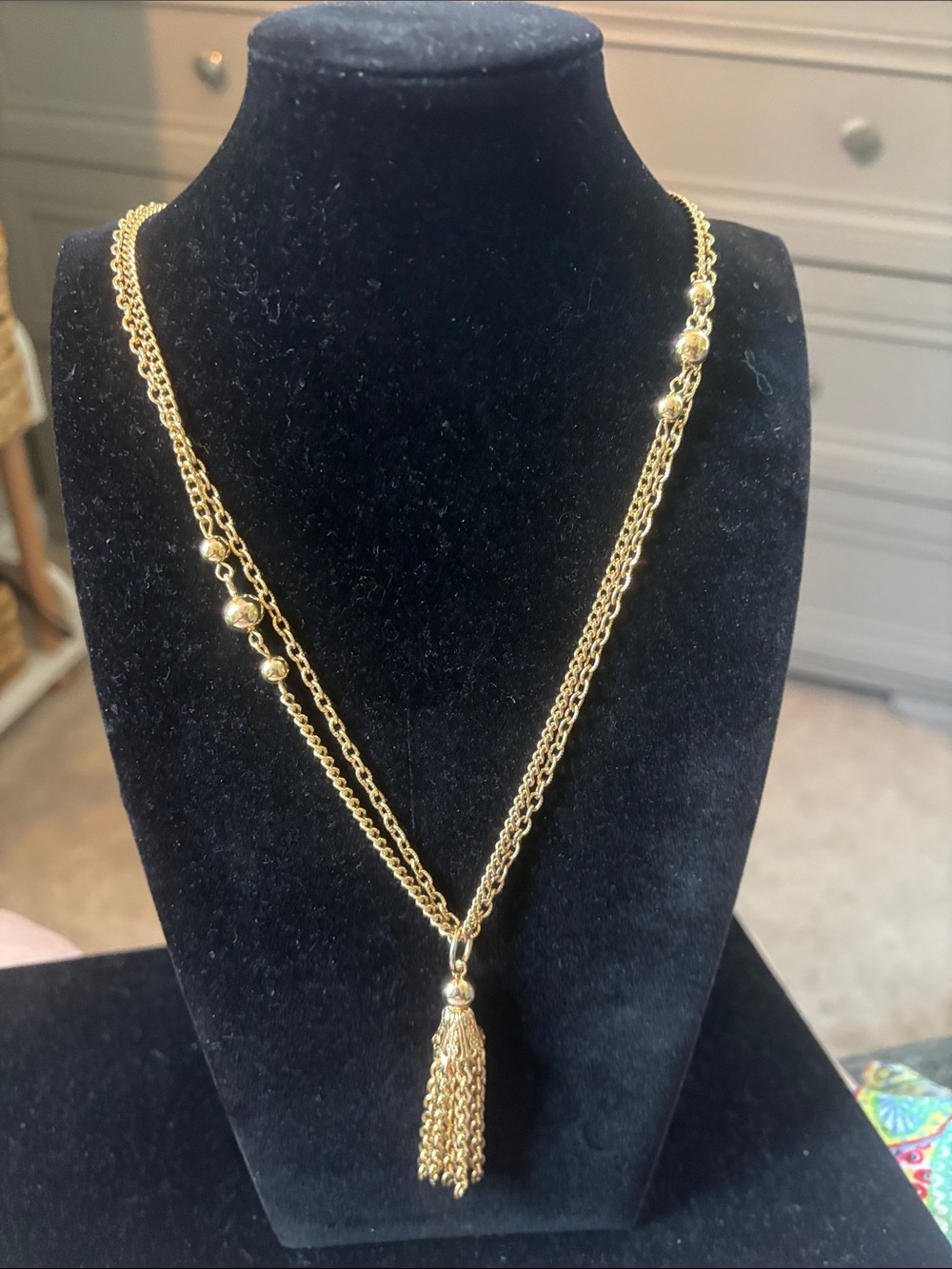 Gold Tassel Layered Necklace - Elegant Womens Jewelry